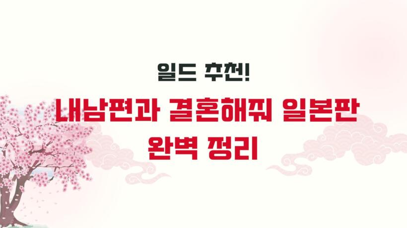일드 추천! 내남편과 결혼해줘 일본판 완벽 정리